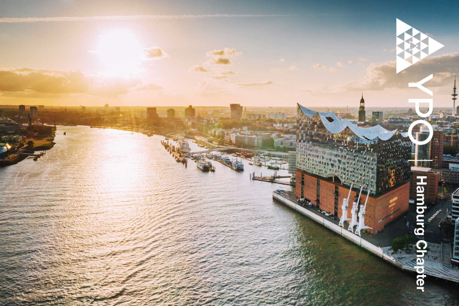 Hamburg harbor at dusk